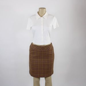 90s Y2k Ann Taylor Pink & brown plaid wool skirt